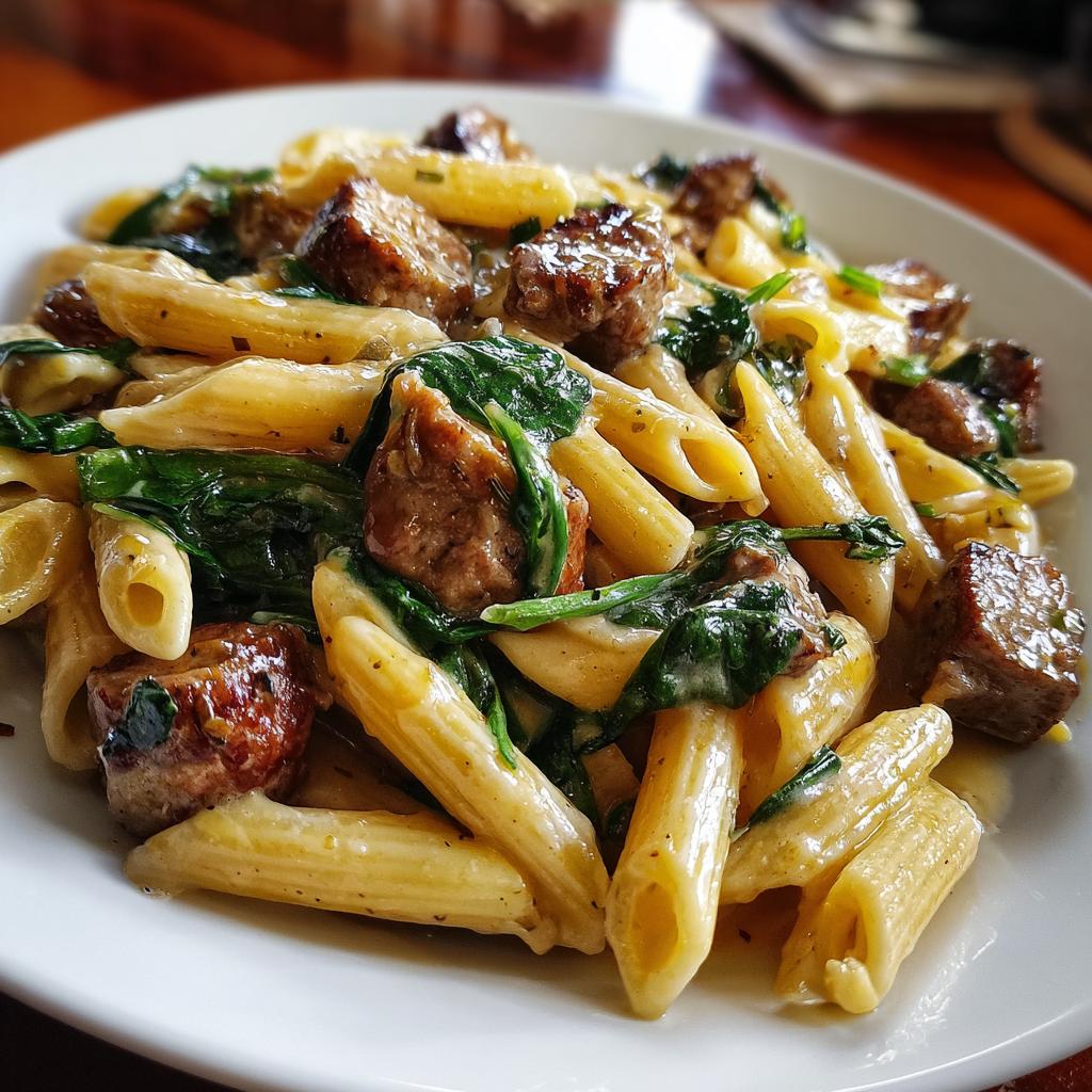 Cremige Knoblauchbutter-Rindfleisch-Penne in 30 Minuten!