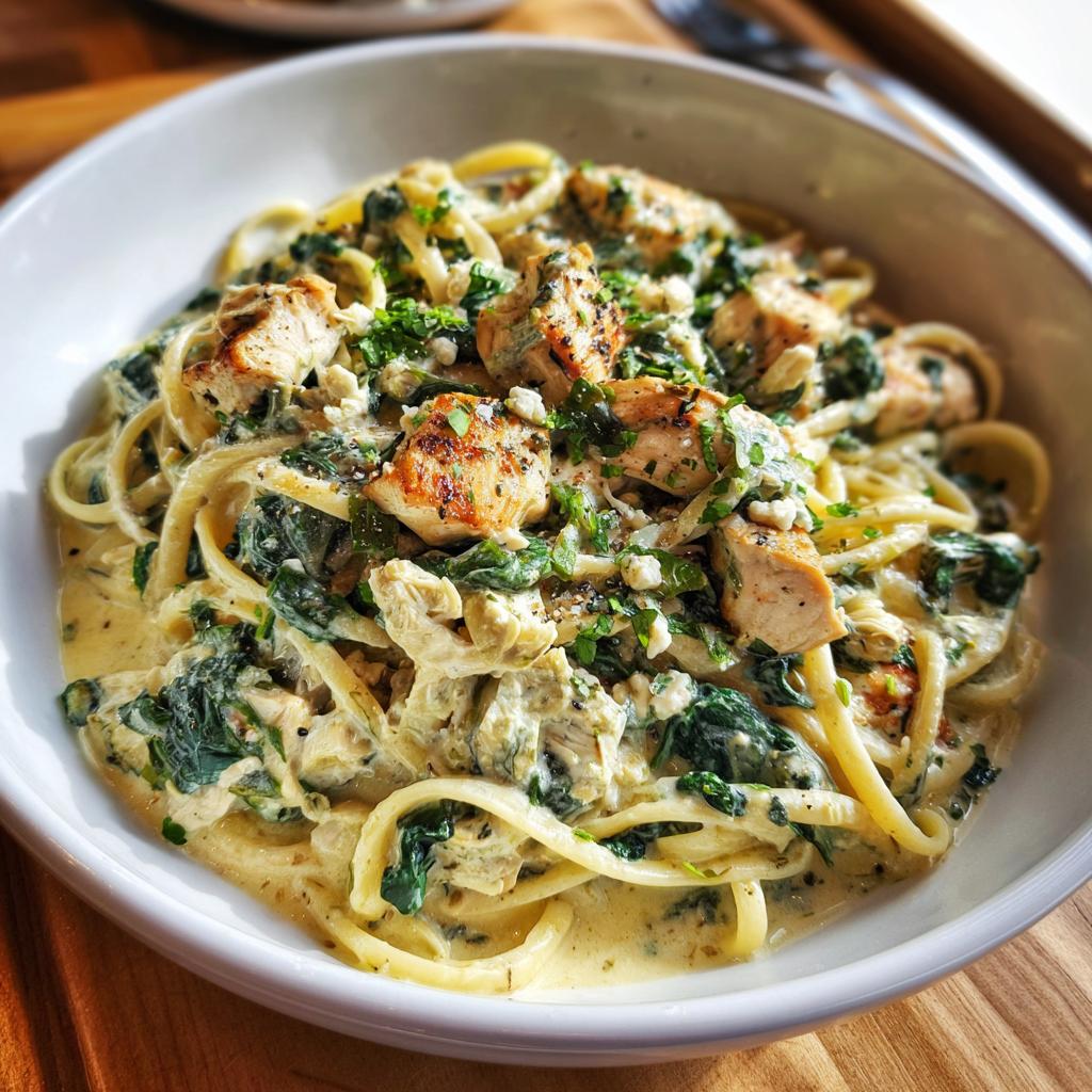 35-Minuten Spinat-Artischocken Greek Chicken Alfredo – unwiderstehlich cremig